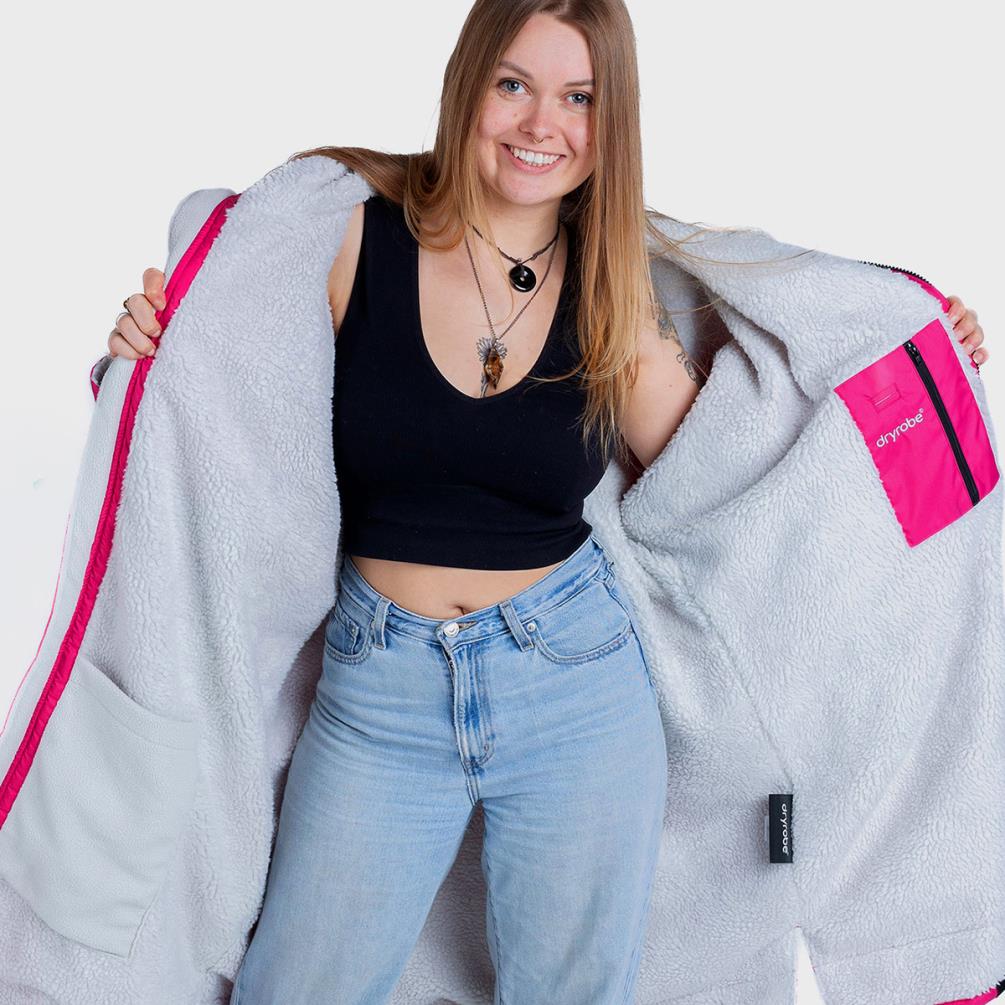 dryrobe Advance Long Sleeve Changing Robe - Pink / Light Grey Extra Image 1